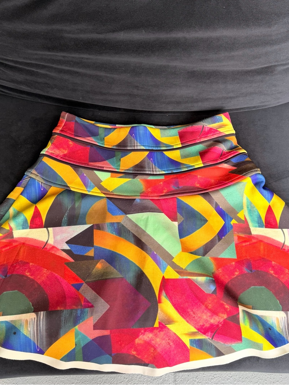 Bold Multicolor Geometric Mini Skirt